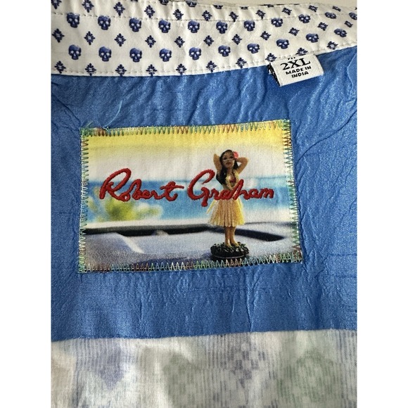 Robert Graham Shirt Men's 2XL Short Sleeve Button Up Designer Luxury Formal - Picture 3 of 10